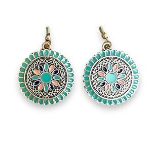 Bohemian Turquoise Round Earrings